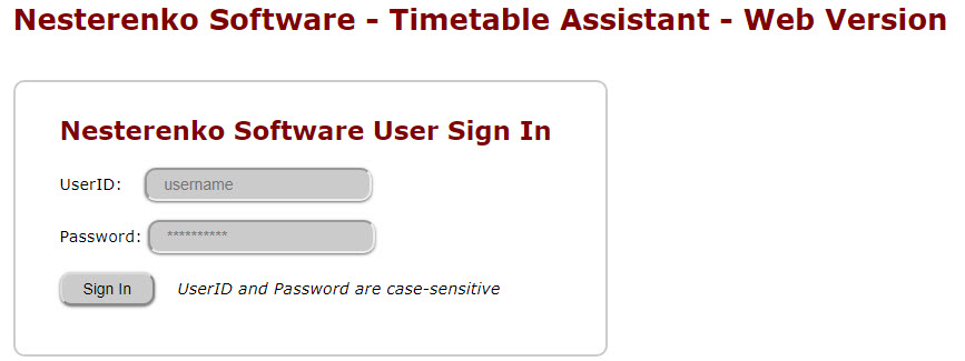 Nesterenko Software - Timetable Assistant
